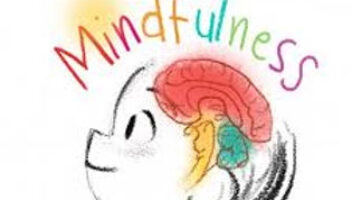 kid's colorful brain with the word mindfulness above it