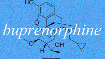 shiny blue background with chemical formula structure to buprenorphine