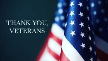 american flag with wording saying thank you, veterans