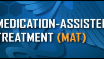 blue background with wording saying 'medication-assisted treatment'